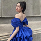 Unique Blue Off The Shoulder Homecoming Dresses SH640