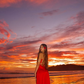 Red Mermaid Spaghetti Strap Ruffle Satin Open Back Prom Dress Vacation Dress with Slit SH4477