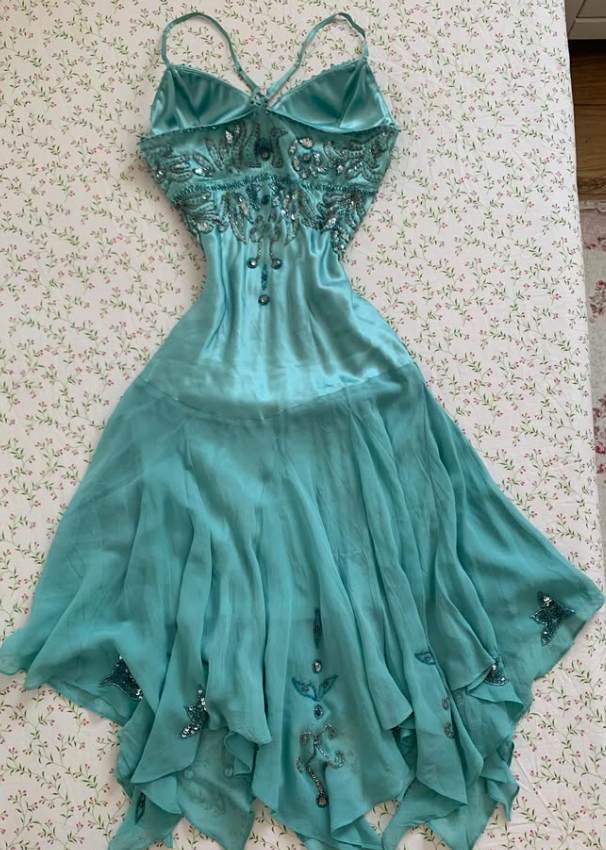 Vintage A Line Beaded Chiffon Satin Short Prom Dress Homecoming Dress SH7419