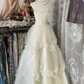 Ivory Vintage A Line Straps 3D Floral Beaded Tulle Graduation Prom Dress SH5376