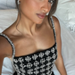 Shiny Diamond Sheath Spaghetti Straps Prom Dress Evening Dress with Slit SH6271