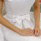 Vintage Sheath Off the Shoulder White Satin Long Train Wedding Dress SH6084