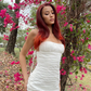 Elegant Sheath Spaghetti Strap Light White Long Prom Dress Evening Dress SH2303
