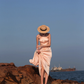 Elegant A Line Halter Pleated Satin Open Back Prom Dress Vacation Dress SH3992