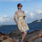 Golden A Line Off the Shoulder Lace Short Homecoming Dress Vacation Dress Outfits SH3996