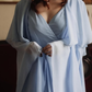 Gentle Sky Blue A Line Long Sleeve Chiffon Prom Dress Evening Dress SH6703
