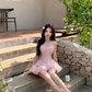 Pink A Line Strapless Appliques Tulle Short Homecoming Dress Cocktail Dress SH3129