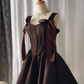 Brown A Line Straps Satin Short Homecoming Dress Outfits SH4834