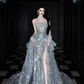 Silver Sequin Shiny Ball Gown Strapless Long Sweep Prom Dress Evening Dress Party Dress SH3617