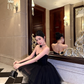 Simple Black A Line Sweetheart Neck Tulle Short Birthday Dress Homecoming Dress SH3402