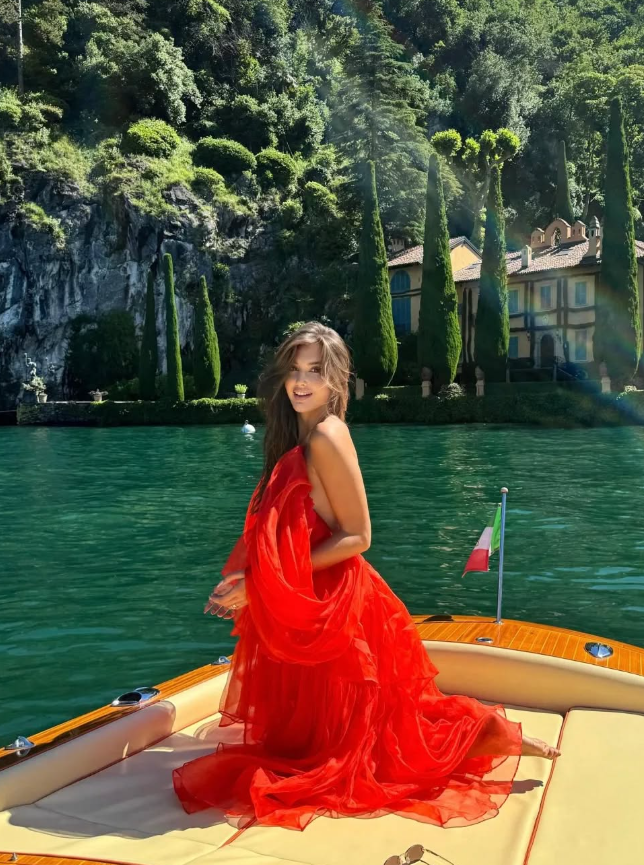 Charming Red A Line V Neck Organza Long Prom Dress Vacation Dress SH4809