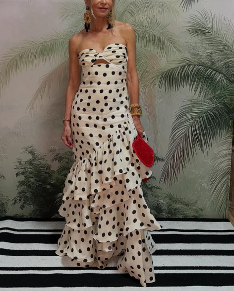 Strapless Polka Dots Dress Fashion Prom Evening Dresses For Women SH2499