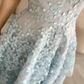 Baby Blue A Line Strapless 3D Floral Tulle Prom Dress Evening Dress SH8557