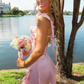 Cute Sheath Square Neck Pink Short Homecoming Dress with Backless SH7459
