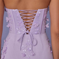 Romantic Purple Mermaid Straps Floral Beaded Satin Prom Dress SH5565