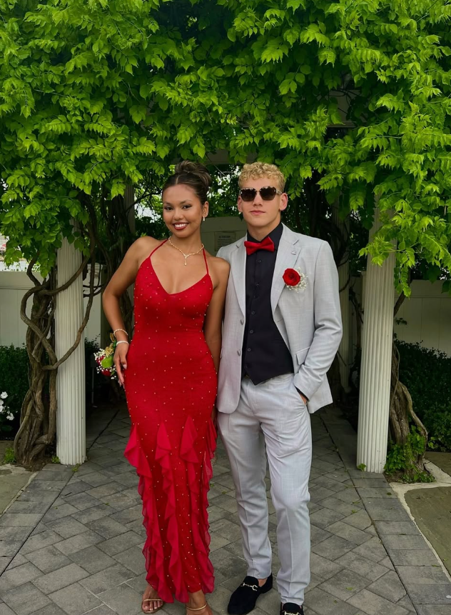 Red Exquisite Beaded Ruffle Flowy Chiffon Formal Party Dress Prom Dress Date Dress SH3532