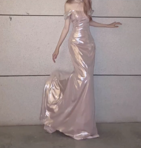 Romantic Light Pink Mermaid Satin Graduation Ball Gown 18th Birthday Dress with Slit SH4990