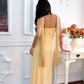 Yellow Vintage A Line Straps Exquisite Beaded Chiffon Prom Dress Graduation Prom Dress SH5489