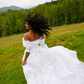 Stylish A Line Off the Shoulder White Lace Satin Long Prom Dress Wedding Dress SH8741