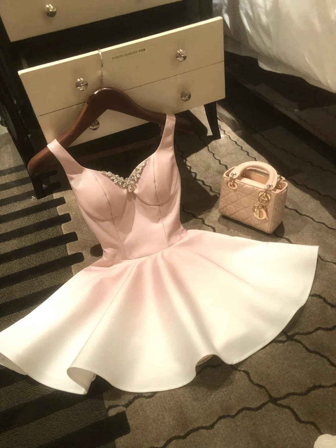 Pink Ombre A Line Simple Satin Short Prom Dress Homecoming Dress SH5835