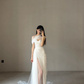 Elegant A Line Sweetheart Neck White Tulle Long Wedding Dress with Slit  SH5098