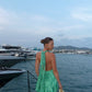 Unique Green A Line Halter Satin Backless Short Homecoming Dress Mini Dress SH8040
