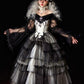 Stunning Black A Line Long Sleeve White Satin Tulle Prom Dress Party Dress Evening Dress SH3606