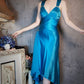 Elegant A Line Straps Blue Satin Party Dress Evening Dress SH2715