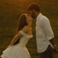 Vintage Simple A Line Off the Shoulder White Lace Long Wedding Dress SH5391