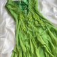 Charming A Line Spaghetti Strap Beaded Ruffle Green Chiffon Prom Dress SH2111
