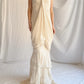 Vintage Apricot Draped Gown Featuring Strapless Neckline Dress with Scarf SH3628