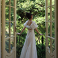 Princess A Line Puff White Lace Prom Dress Party Dress SH4171