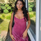 Cute Sheath Spaghetti Strap Ruffle Chiffon Short Homecoming Dress Birthday Dress SH2339