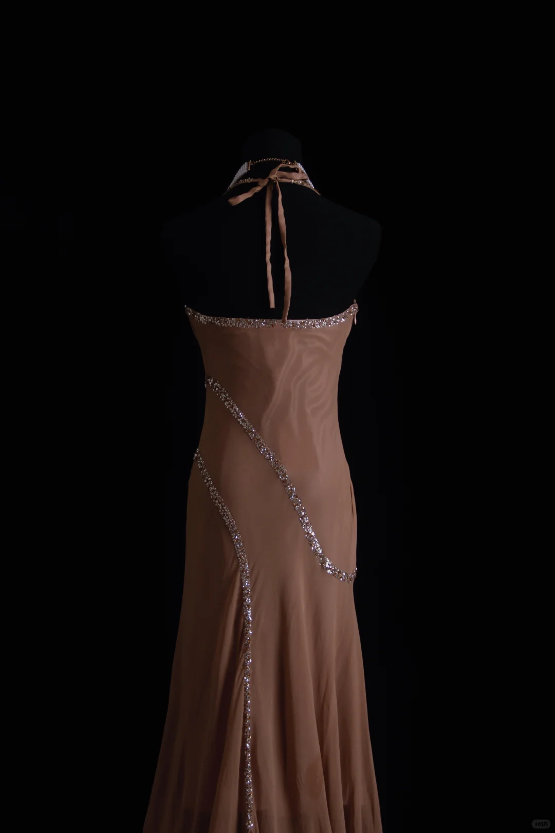 Vintage Mermaid Halter Exquisite Beaded Moka Chiffon Prom Dress Wedding Guest Dress SH5337