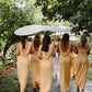 Cute Sheath Halter Yellow Satin Open Back Evening Dress Bridesmaid Dress SH2695
