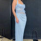 Cute Baby Blue Sheath Halter 3D Floral Tulle Satin Prom Dress Evening Dress SH5755