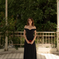 Classic A Line Off the Shoulder Polka Dot Satin Prom Dress Evening Dress SH5769