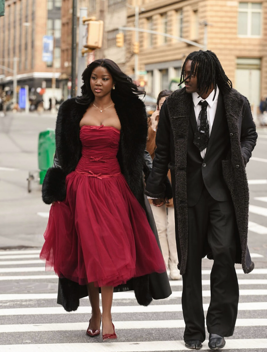 Burgundy A Line Strapless Bow Tulle Long Prom Dress Wedding Guest Dress SH4805