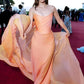 Orange Sheath Strapless Chiffon Long Party Dress Prom Dress SH3975