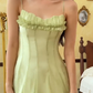 Green A Line Spaghetti Strap Chiffon Long Prom Dress Outfits SH4778
