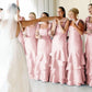 Baby Blue Mermaid Straps Tiered Satin Prom Dress Bridesmaid Dress SH2606