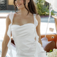 White Mermaid Ruffle Straps Satin Long Prom Dress Vacation Dress Party Dress SH4010