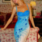Gorgeous Sheath Strap Beaded Blue Ombre Chiffon Prom Dress Graduation Prom Dress SH2613