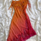 Unique Sheath Spaghetti Strap Beaded Pink Orange Ombre Chiffon Party Dress SH2711
