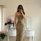 Gorgeous Mermaid Spaghetti Straps Floral Olive Green Tulle Prom Dress SH5148