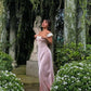 Princess Pink A Line Off the Shoulder Satin Prom Dress Evening Dress SH5756