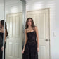 Sexy Black A Line Spaghetti Straps Appliques Chiffon Long Prom Dress Date Dress SH7006