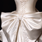 Bow Ivory A Line Sweetheart Neck Lace Satin Mini Homecoming Dress Cocktail Dress SH3314