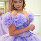 Charming Ball Gown Off-The-Shoulder Appliques Purple Tulle Sweet 16 Dress, Quinceanera Dress SH2638
