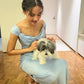 Gentle Sheath Straps Blue Satin Long Evening Dress Party Dresses SH2904